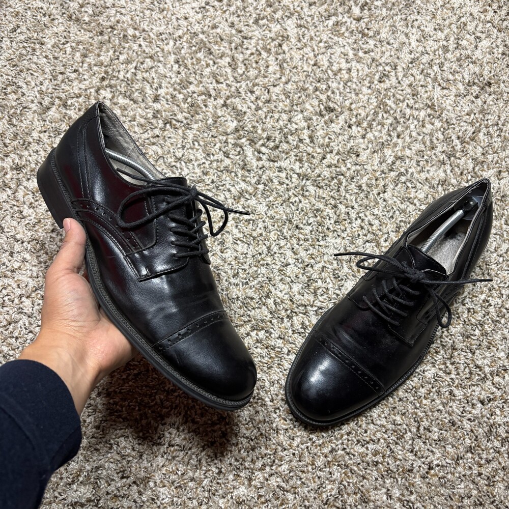 J Ferrar Black Oxford Dress Shoes JF Dane Mens Size 12M Luxury Lace Ups Shoes